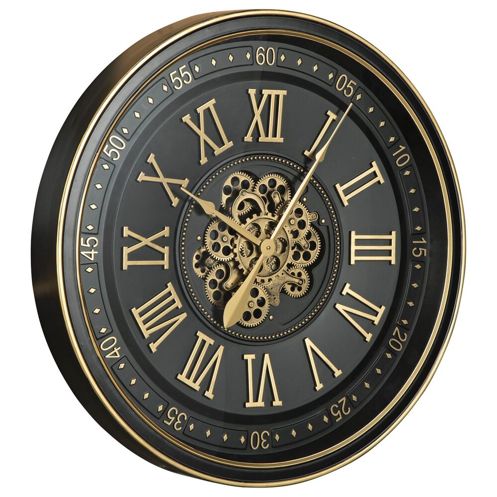 Ashley Dairton Wall Clock in Black and Gold, , large