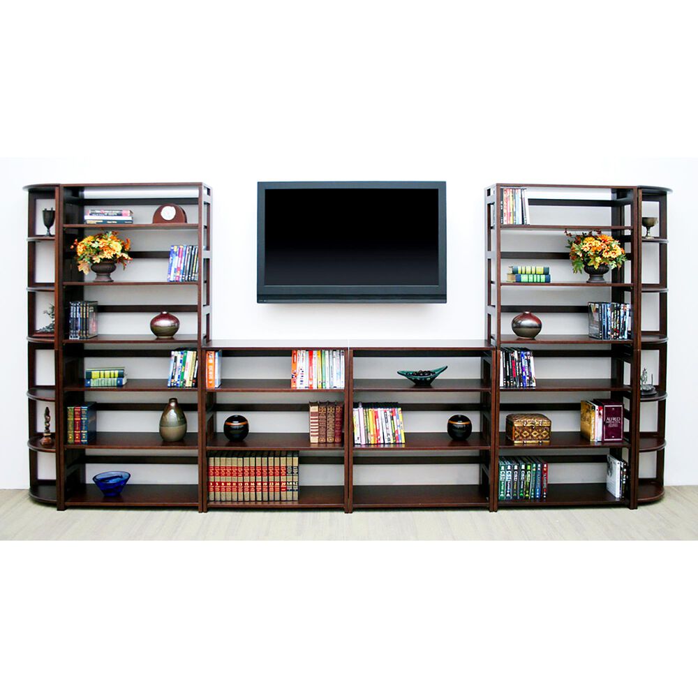 Regency Global Sourcing Flip Flop 67&quot; Corner Folding Bookcase in Mocha Walnut, , large