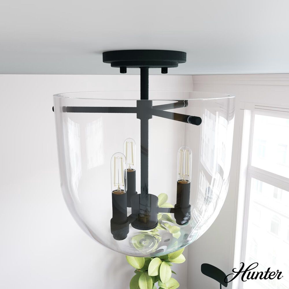 Hunter Sacha 3-Light Semi-Flush Mount in Natural Iron, , large