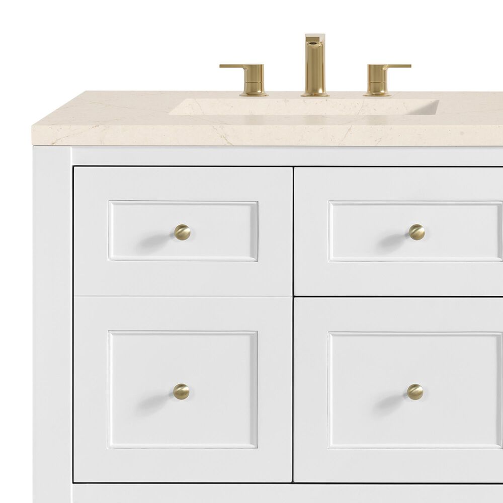 James Martin Vanities Breckenridge 60&quot; Double Bathroom Vanity in Bright White with 3 cm Eternal Marfil Quartz Top and Rectangular Sinks, , large