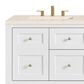 James Martin Vanities Breckenridge 60" Double Bathroom Vanity in Bright White with 3 cm Eternal Marfil Quartz Top and Rectangular Sinks, , large