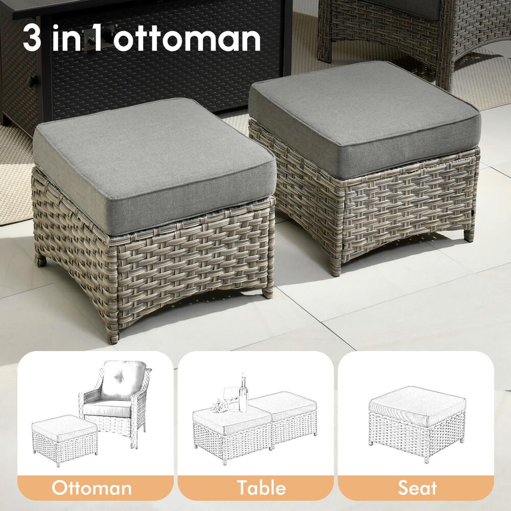 HOMLUX 5-Piece Patio Conversation Set with Two Ottomans in Dark Gray, , large