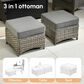 HOMLUX 5-Piece Patio Conversation Set with Two Ottomans in Dark Gray, , large