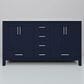 Lexora Home Jacques 60" Double Bathroom Vanity in Navy Blue with 2 cm White Quartz Top and Rectangular Sinks, , large