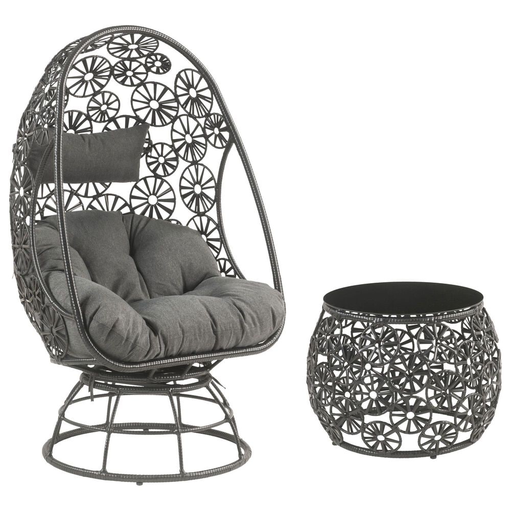 Hearth and Haven Hikre2-piece Metal Outdoor Lounge Chair Set in Charcoal, , large