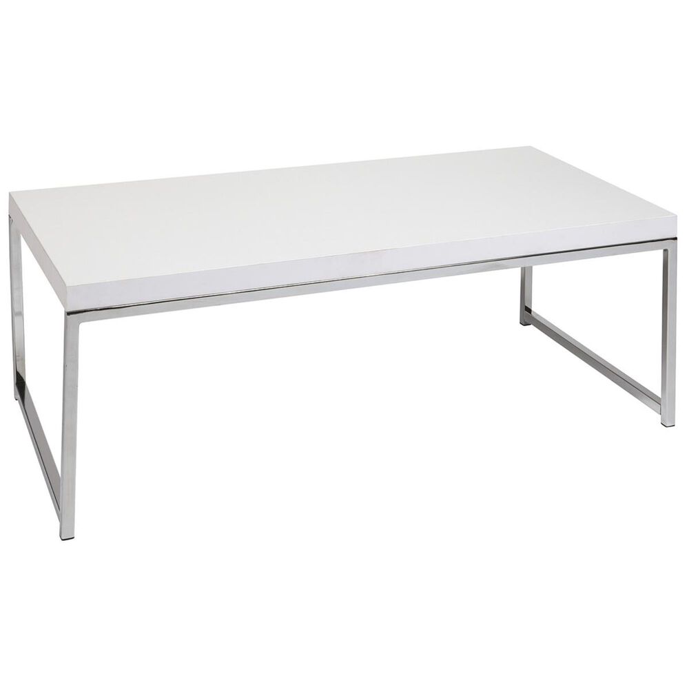 Valor Living Wall Street Coffee Table in White Melamine/Chrome, , large