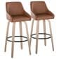 LumiSource Hannah Swivel Bar Stool with Camel Faux Leather Upholstery in Whitewashed and Black (Set of 2), , large