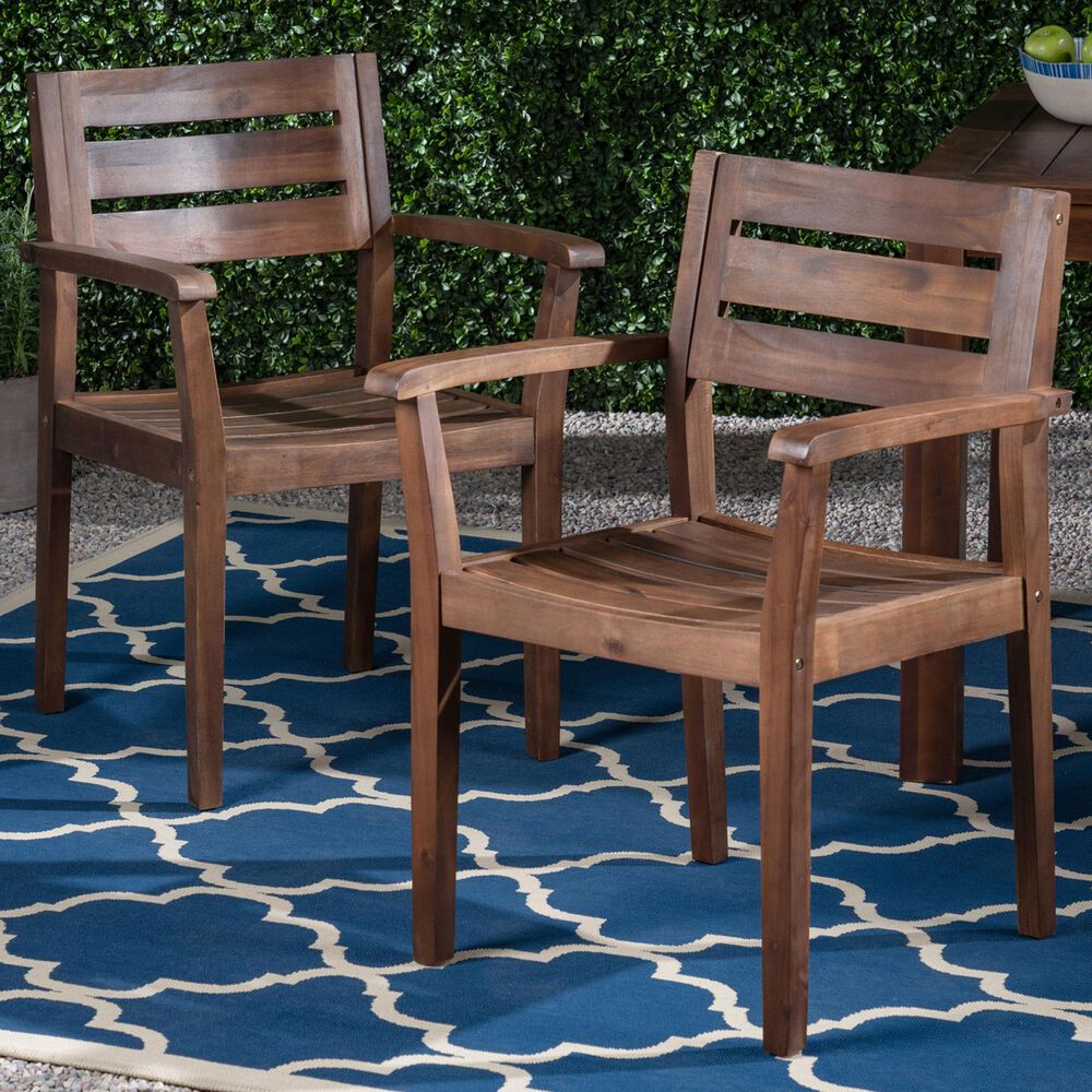 Hearth and Haven Stamford Patio Dining Chair in Dark Brown (Set of 2), , large