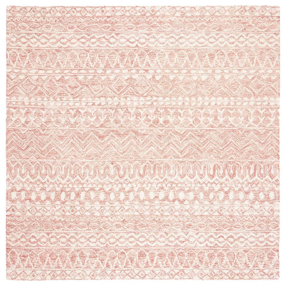 Safavieh Micro-Loop Southwestern 5" Square Pink and Ivory Area Rug, , large