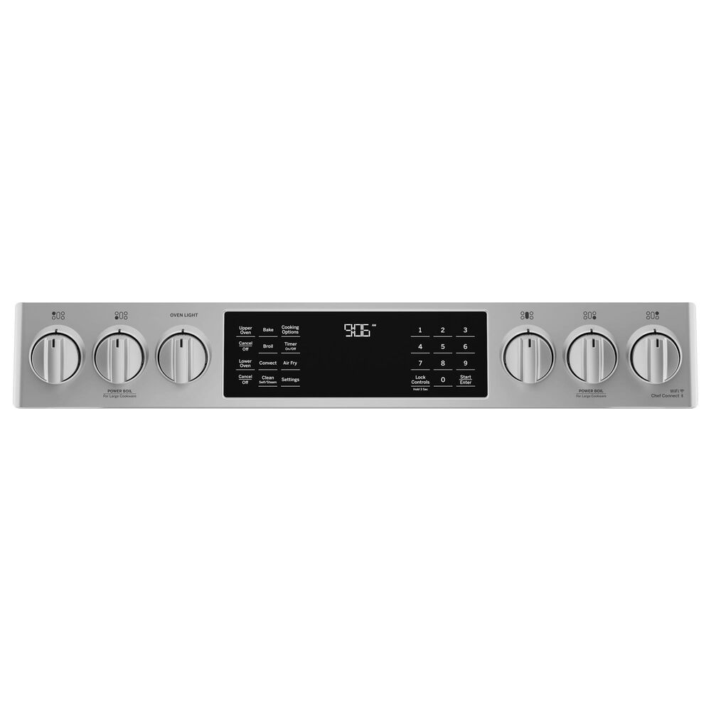 GE Profile 30" SlideIn FrontControl Double Oven Range in Fingerprint