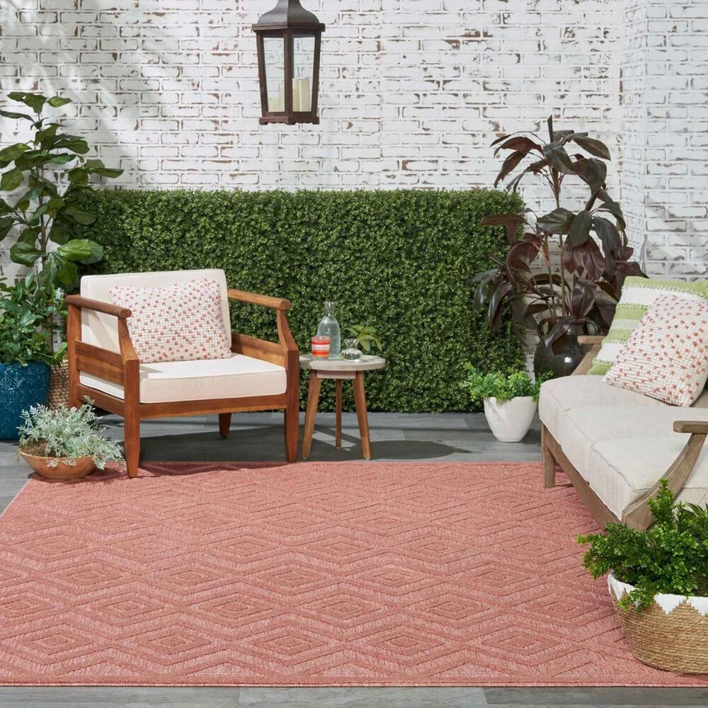 Nourison Versatile 7&#39; x 10&#39; Coral and Orange Indoor/Outdoor Area Rug, , large