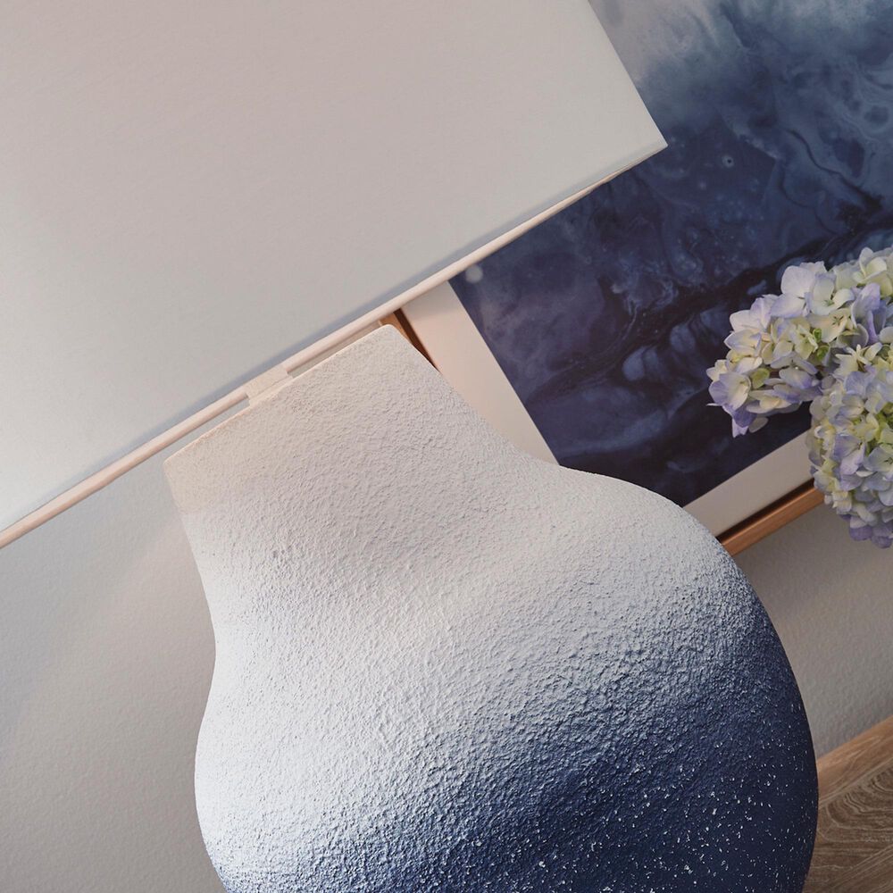 Ashley Dashland Metal Table Lamp in White and Navy, , large