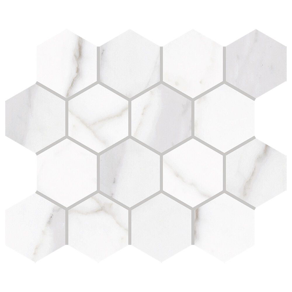Interceramic Cortina Rectified Juno White 13" x 11" Porcelain Mosaic Sheet, , large