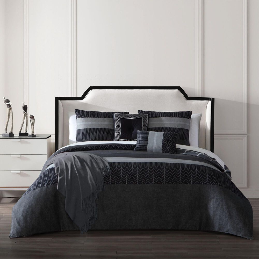 BEBEJAN Kyle 5-Piece King Comforter Set in Black and Grey, , large