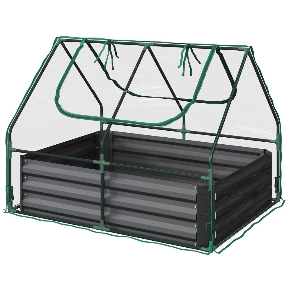 Timberlake Raised Garden Bed with Green House in Green, , large