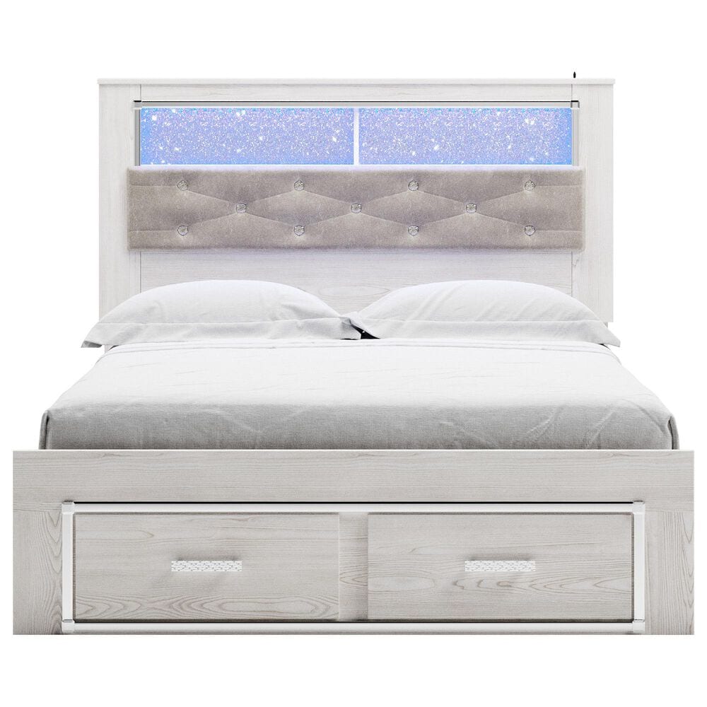 Ashley Altyra Queen Upholstered Bookcase Bed with Storage  in White, , large