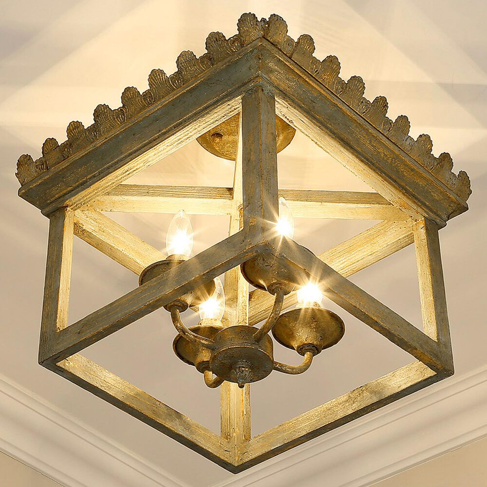 Golden Lighting Finley Semi-Flush in Cottage Sage, , large