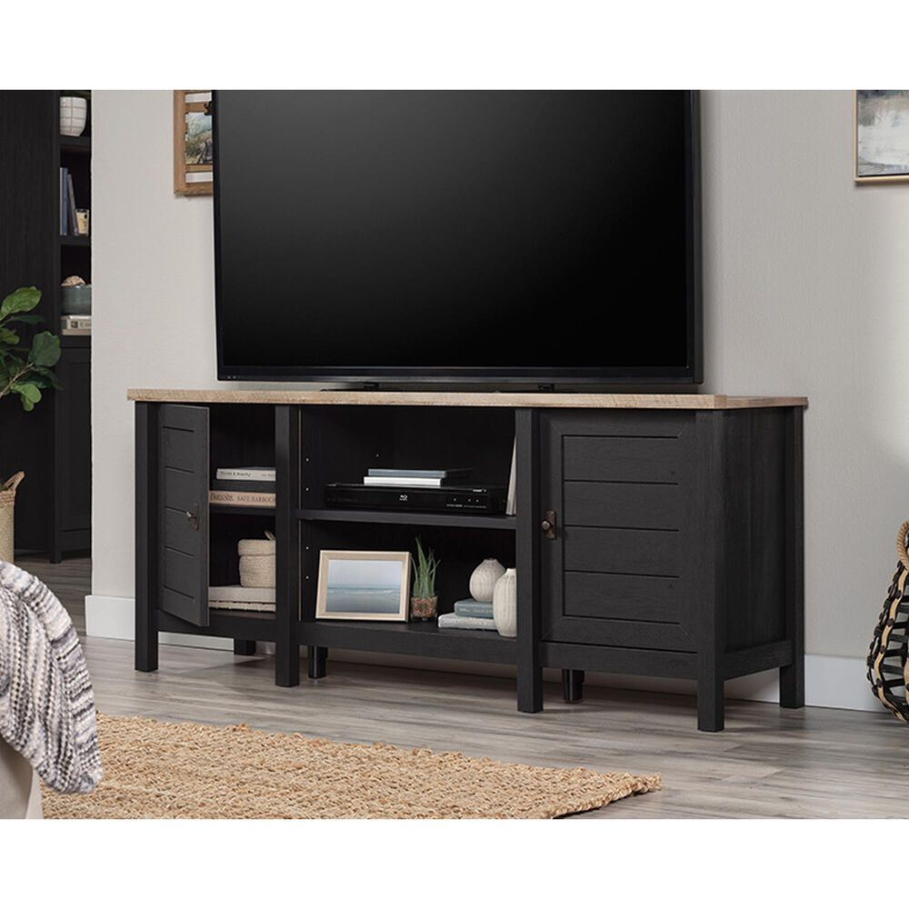 Sauder Cottage Road 59&quot; TV Credenza in Raven Oak and Lintel Oak, , large