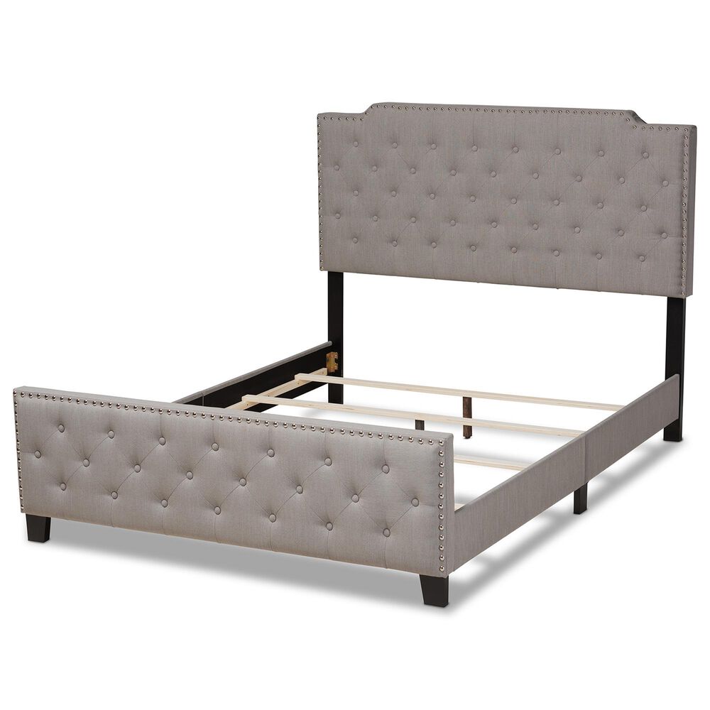 Baxton Studio Marion King Panel Bed with Grey Upholstered in Black, , large