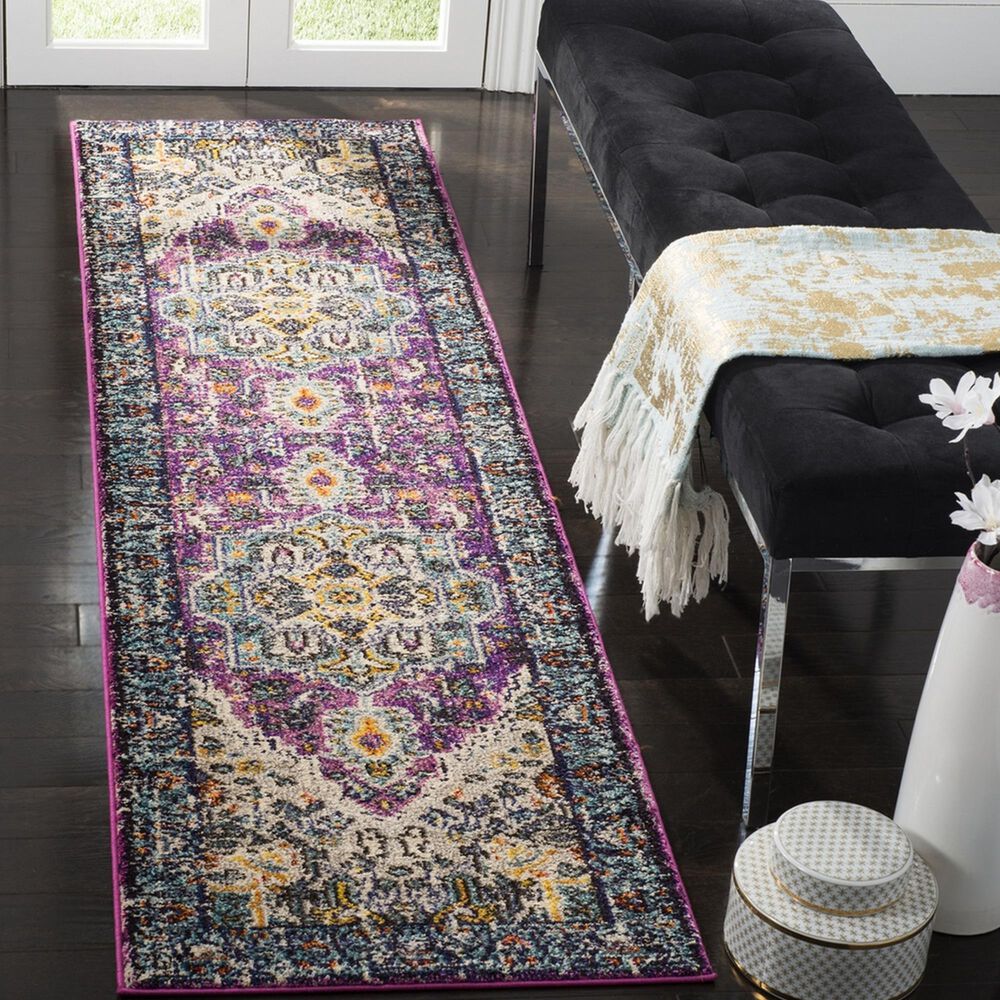 Safavieh Monaco MNC251L-212 2&#39;2&quot; x 12&#39; Violet/Light Blue Runner, , large