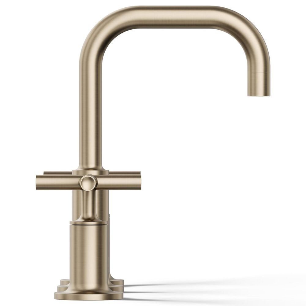 Kohler Purist Widespread Bathroom Sink Faucet with Cross Handles and High Gooseneck Spout in Vibrant Brushed Bronze, , large