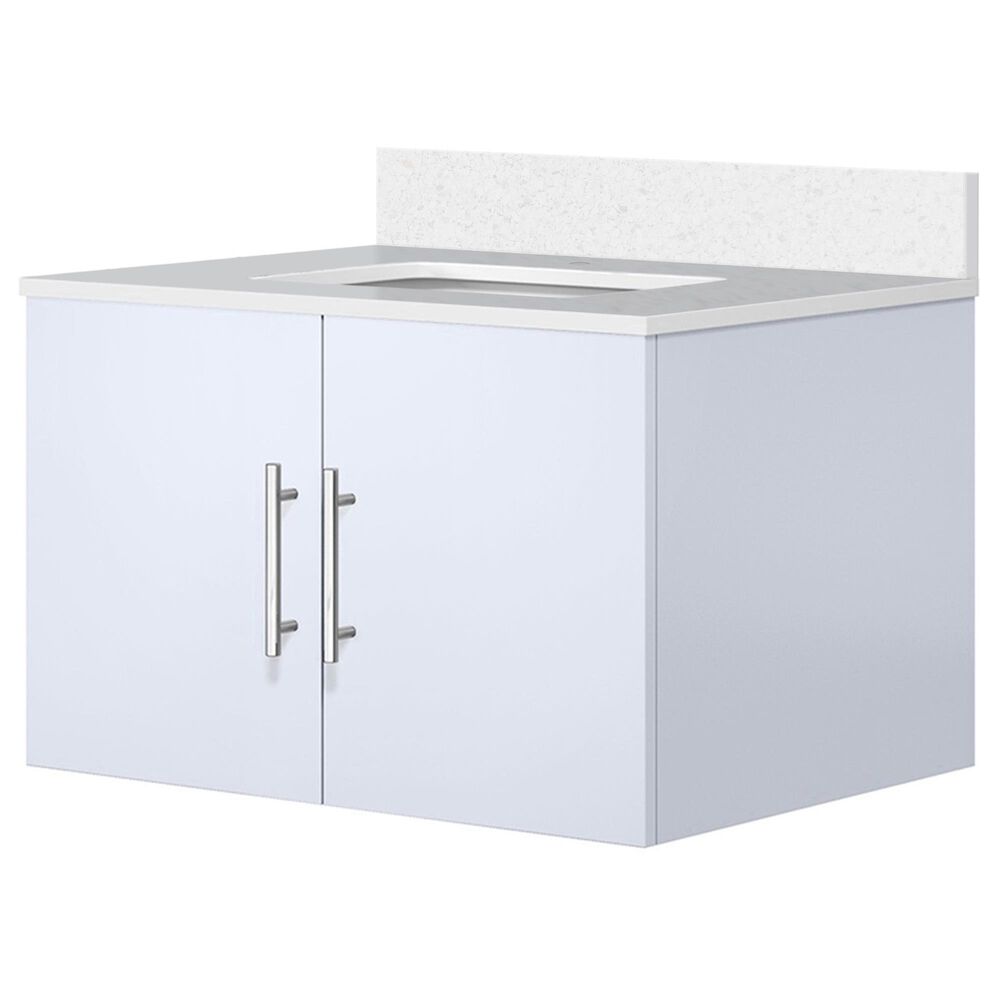 Lexora Home Geneva 30" Single Bathroom Vanity in Glossy White with 2 cm White Cultured Marble Top and Rectangular Sink, , large