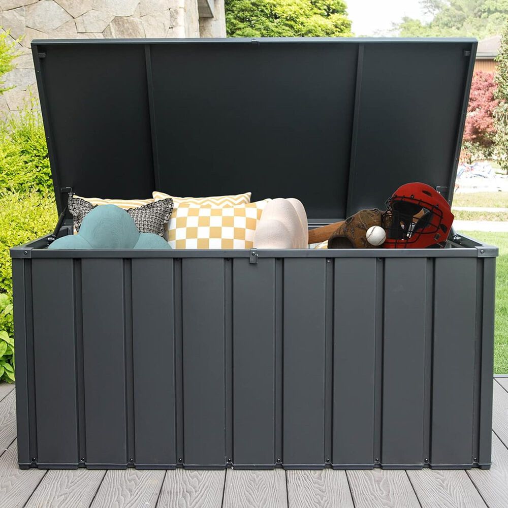 HOMLUX 120-Gallon Outdoor Waterproof Storage Deck Box with Lockable Lid in Dark Gray, , large