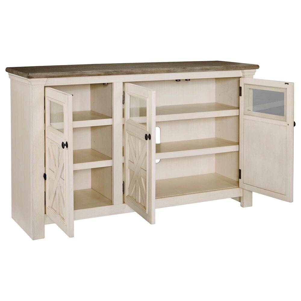 Ashley Bolanburg 60&quot; TV Stand in Textured White and Weathered Gray, , large