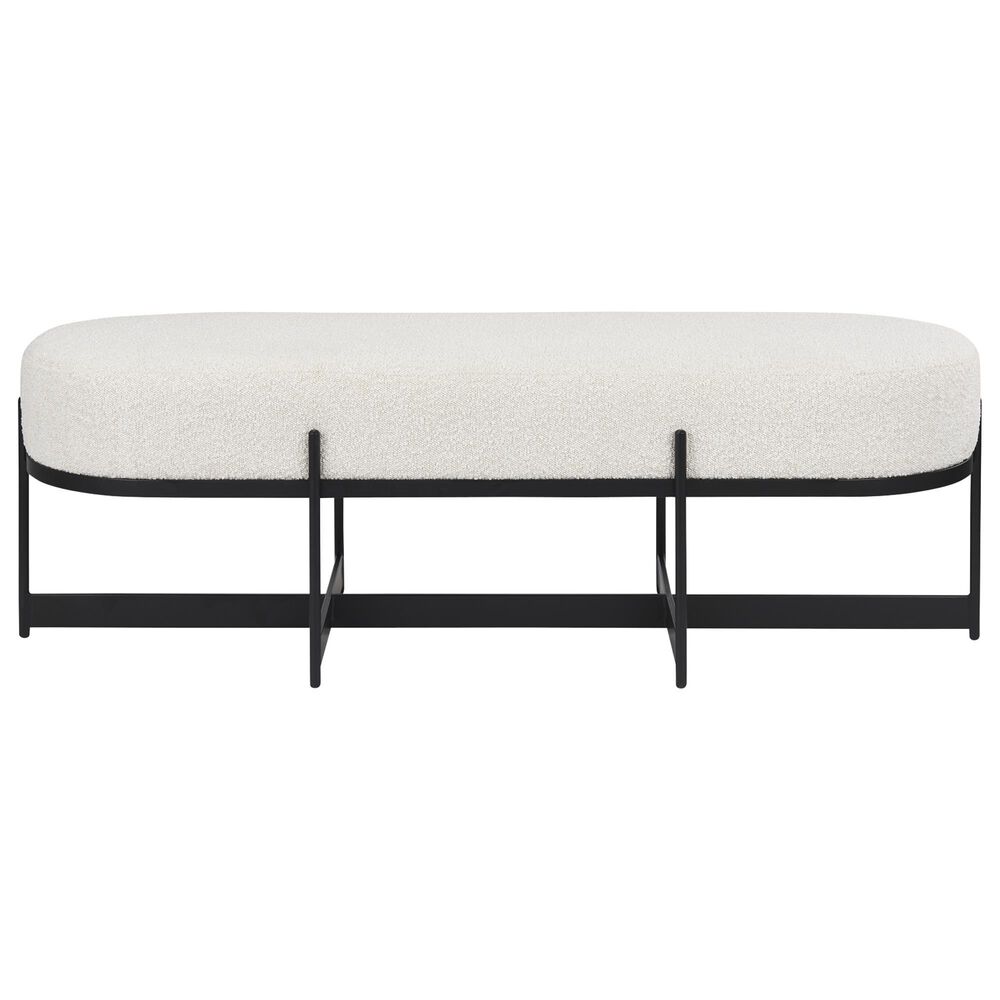 Mercana Amelia Upholstered Bench with Cream Boucle Cushion Seat in Black, , large