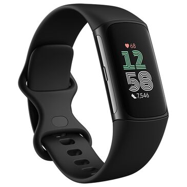 Fitbit Charge 6 Fitness Tracker Watch 36mm Black Aluminum Case with Obsidian Band, , large