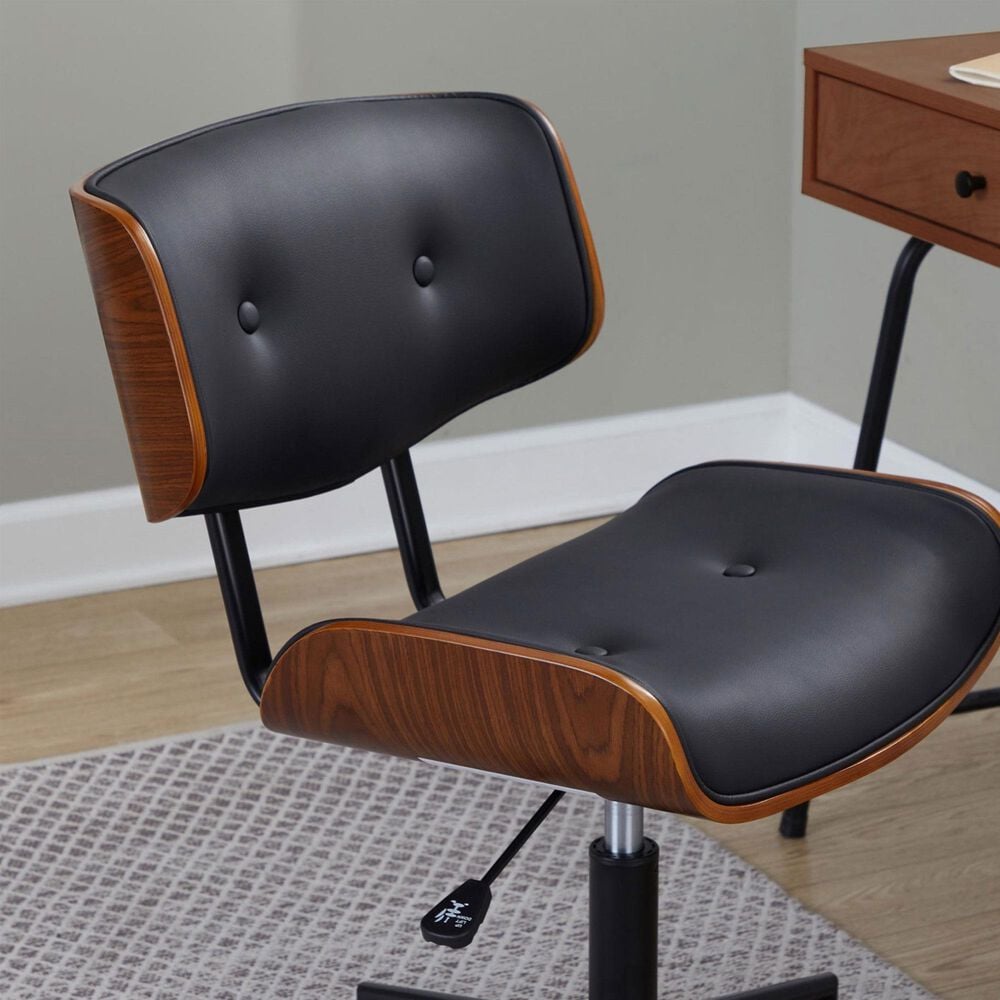 Lumisource Lombardi Desk Chair with Black Cushion in Walnut and Black, , large