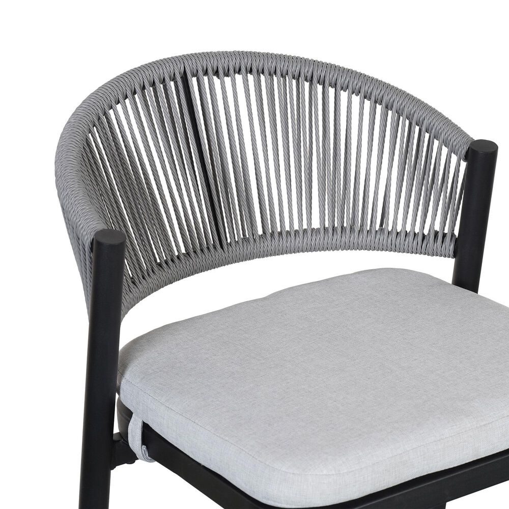 Hearth and Haven 30" Outdoor Barstool with Teak Frame in Light Gray (Set of 2), , large