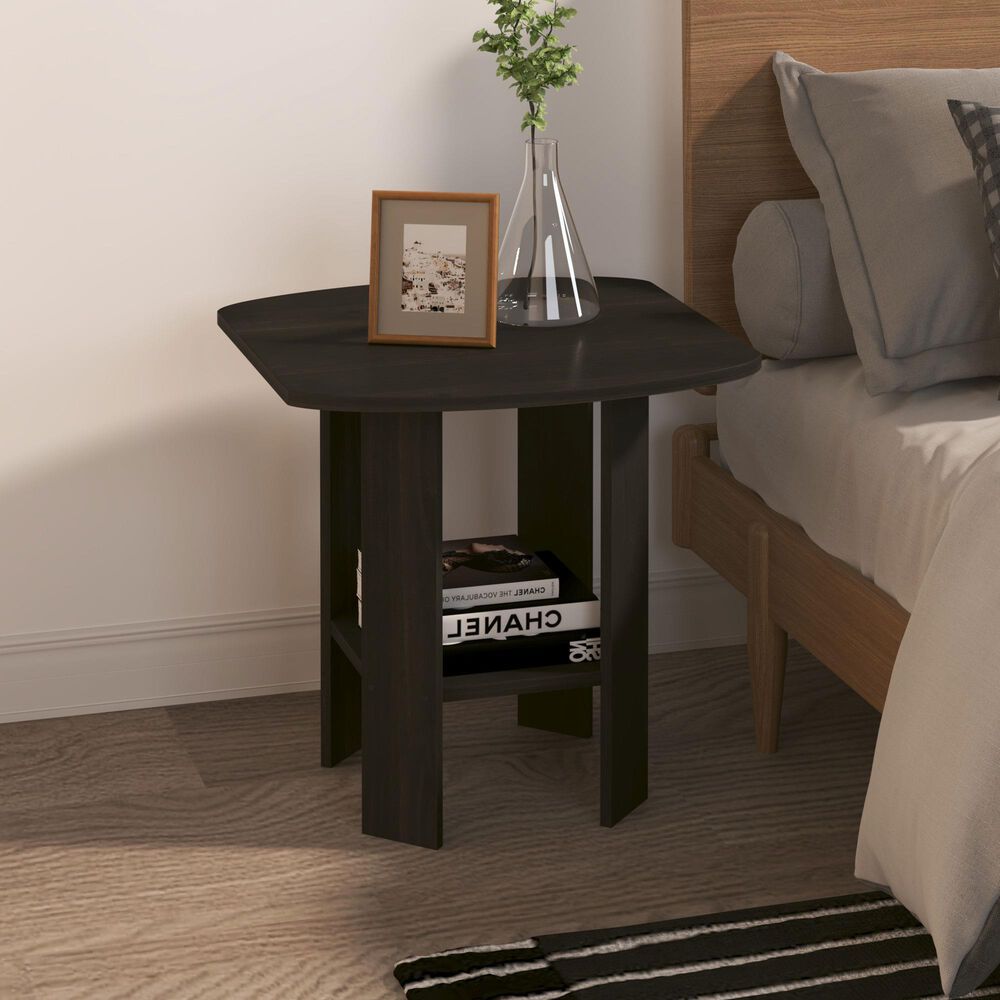 HOMLUX 1-Shelf End Table in Espresso, , large