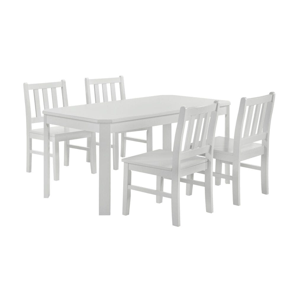 Mayberry Hill Travis 5-Piece Youth Table and Chair Set in White, , large