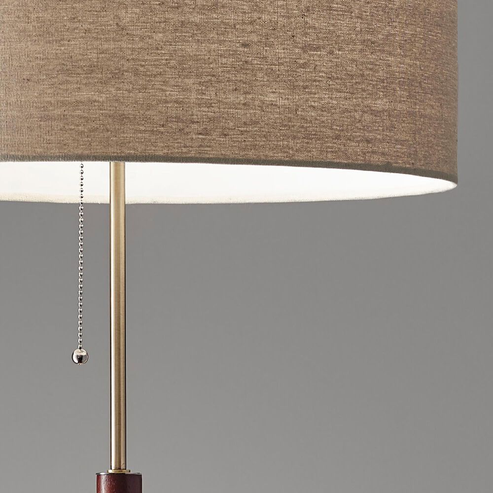 Adesso Hamilton Floor Lamp in Walnut and Antique Brass, , large