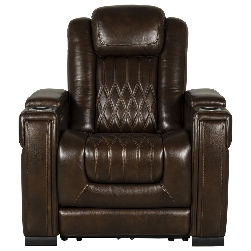 Frankfurt Furniture Leather Power Recliner with Power Headrest in 