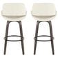 LumiSource Fabrico 30" Swivel Fixed-Height Bar Stool with Cream Noise Fabric Upholstery in Black and Glazed Walnut (Set of 2), , large
