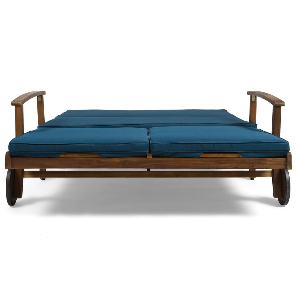 Hearth and Haven Perla Outdoor Double Chaise Lounge with Cushion in Teak, , large
