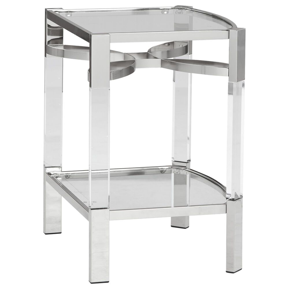 Ashley Chaseton Accent Table in Clear and Silver, , large