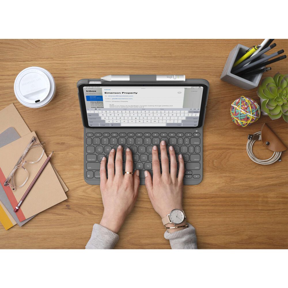 Logitech Slim Folio Keyboard Case for Apple iPad 10th Generation in Oxford Grey, , large