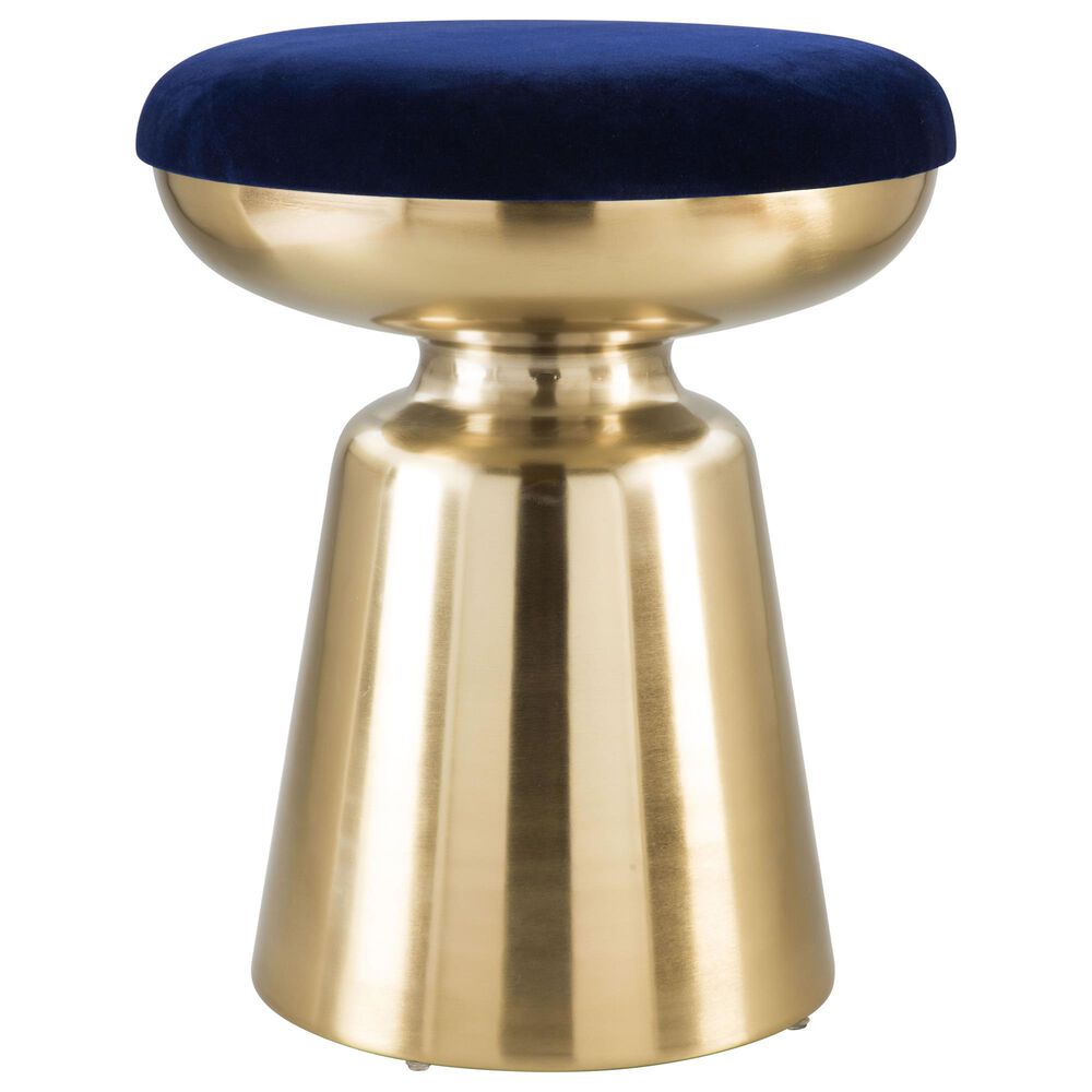 Zuo Modern Juniper Pedestal Side Stool in Blue/Gold, , large