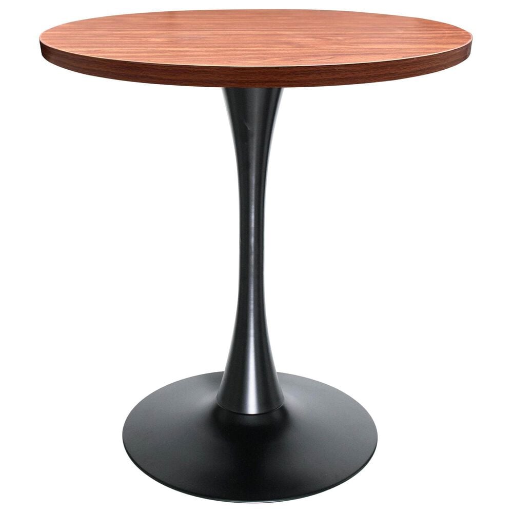Leisuremod LeisureMod Bristol Dining table, Black Base with 27 Round Cognac Brown MDF top, , large