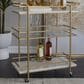 Maple and Jade 3-Shelf Bar Cart with Handle in Satin Gold and White Marble, , large