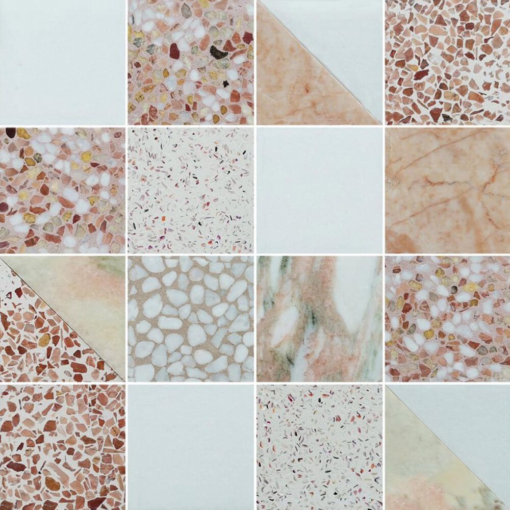 Soho Studio Elizabeth Sutton Terrazzi Flamingo 2.87" x 2.87" on 11.81" x 11.81" Mosaic Sheet, , large