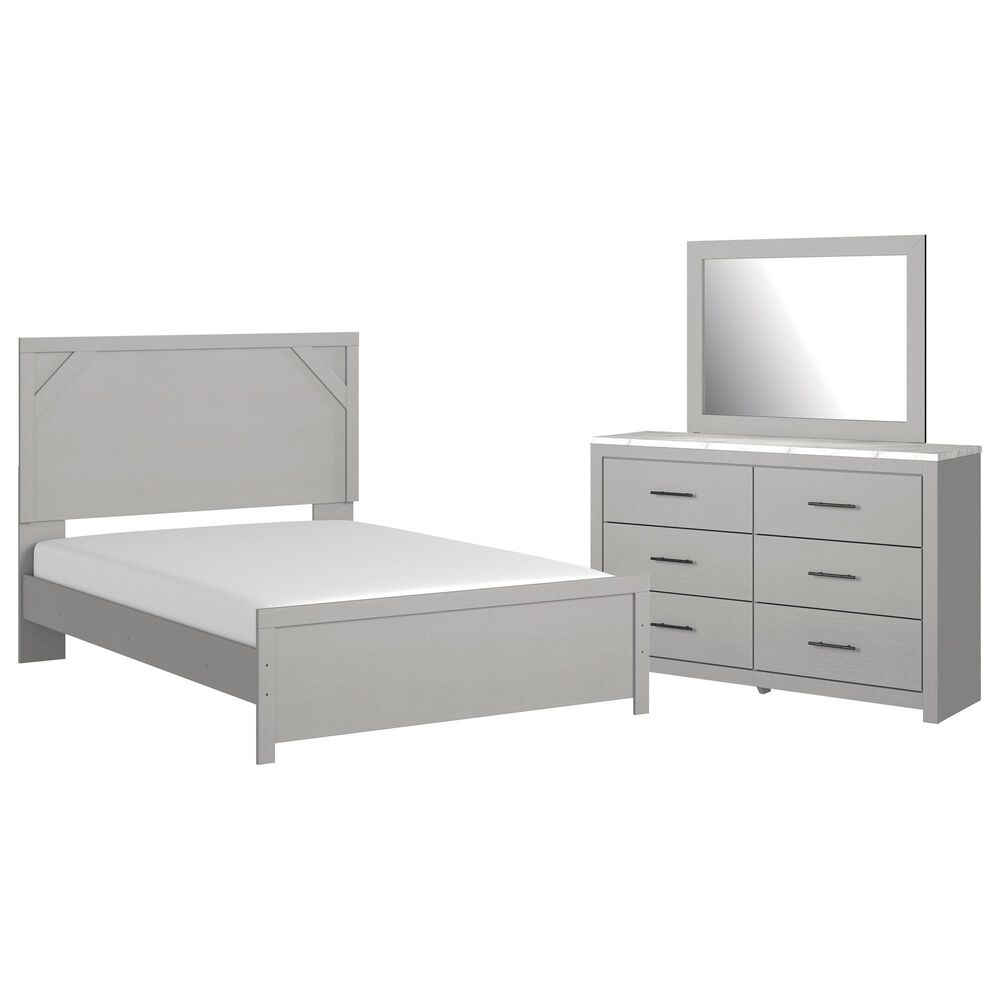 Signature Design by Ashley Cottonburg 3 Piece Queen Bedroom Set in Light Gray and White, , large