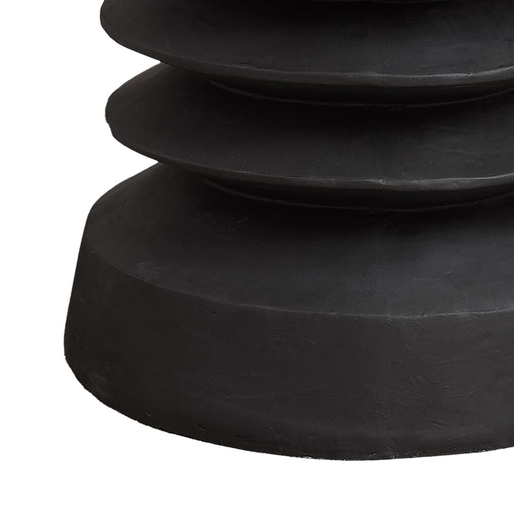 Hearth and Haven Outdoor Round Side Table with Coil-Inspired Pedestal Base in Black, , large