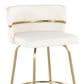LumiSource Cinch 30" Swivel Barstool with White Upholstery in Gold (Set of 2), , large