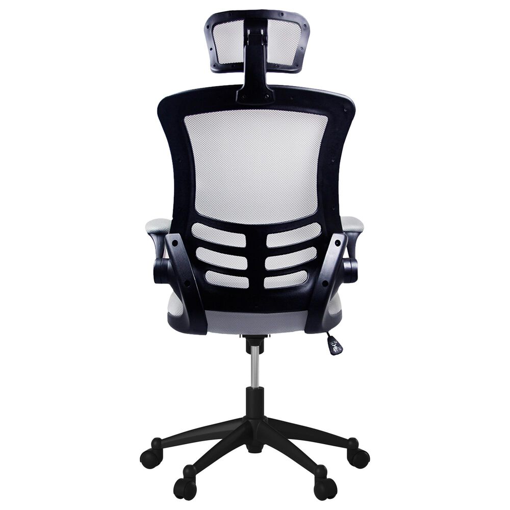 Rta Products Llc Modern High-Back Mesh Executive Office Chair with Headrest and Flip-Up Arms in Silver Grey, , large