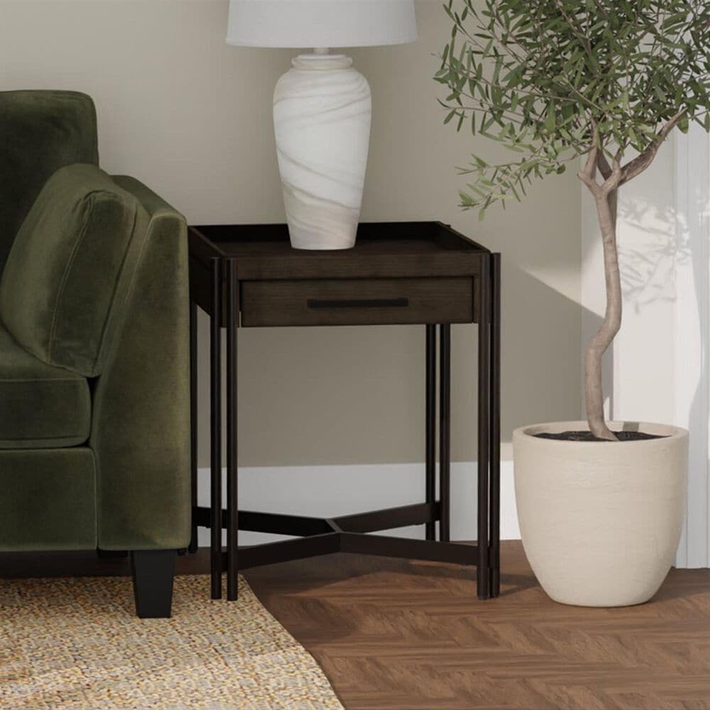 Golden Wave Furniture Huron Chairside Table in Dark Brown and Black, , large