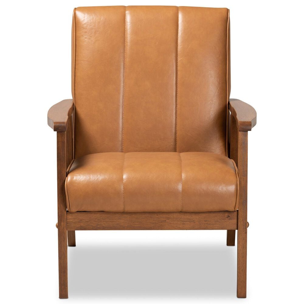 Baxton Studio Nikko Lounge Chair in Tan, , large
